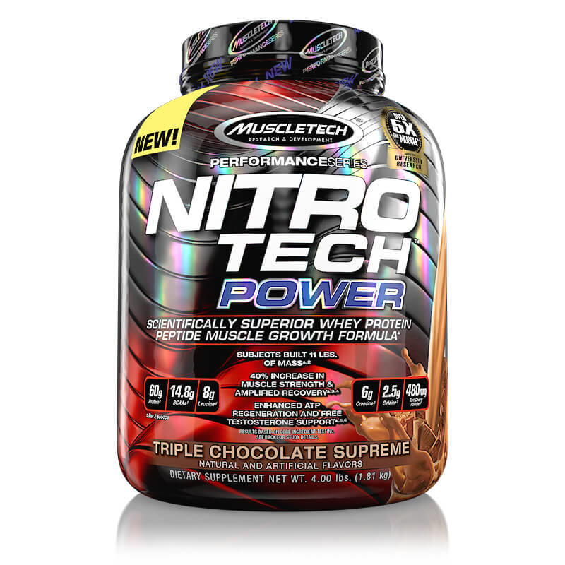 Muscletech, Nitro Tech Power, Ultimate Muscle Amplifying Protein, 4 lb (1.81 kg) Triple Chocolate Supreme