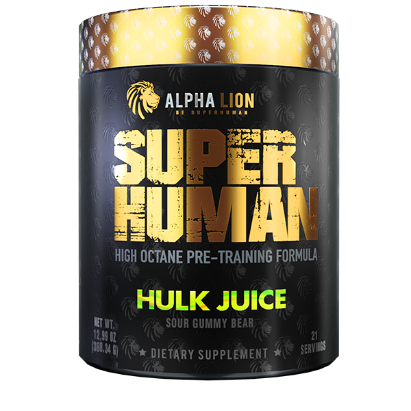 Alpha Lion, Super Human, High Octane Pre-Training Formula, Increases Strength & Endurance, Harnesses Laser-Like Focus, Clean Dual-Source Energy, Max-Dosed Pre-Workout, 12.99 oz (368.34g) Hulk Juice