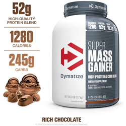 Dymatize Super Mass Gainer Protein Powder, 1280 Calories & 52g Protein, Gain Strength & Size Quickly, 10.7g BCAAs, Mixes Easily, Tastes Delicious, 6 lbs