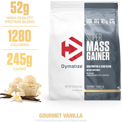 Dymatize Super Mass Gainer Protein Powder, 1280 Calories & 52g Protein, Gain Strength & Size Quickly, 10.7g BCAAs, Mixes Easily, Tastes Delicious, 12 lbs Gourmet Vanilla